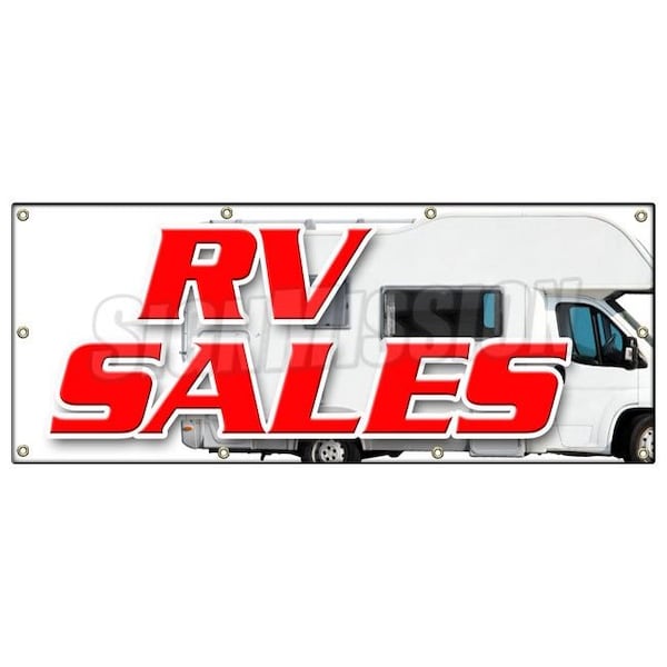 RV SALES BANNER SIGN new used reconditioned motorhome financing sale